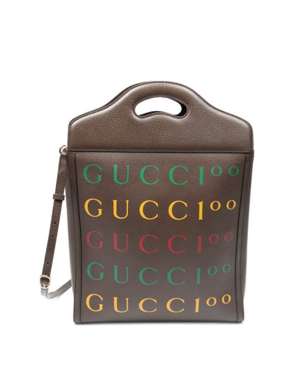 Gucci Embroidery Tote Brown Gray
